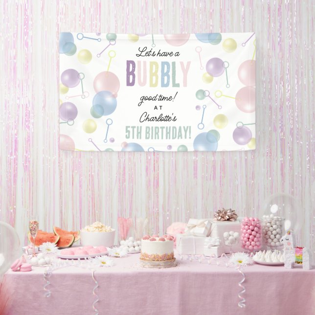 Cute Colourful Bubble Kids Birthday Party Banner (Party)