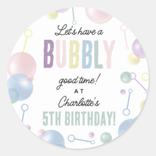 Cute Colourful Bubble Kids Birthday Party Classic Round Sticker