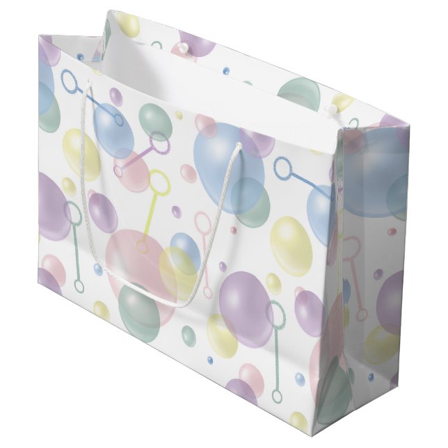 Cute Colourful Bubble Pattern Large Gift Bag (Front Angled)