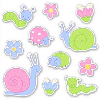 Cute Colourful Bugs, Snails and Flowers