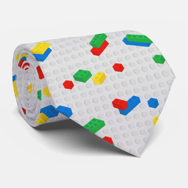 Cute Colourful Building Blocks Kids Pattern Tie (Rolled)