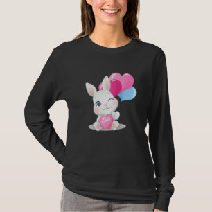 Cute Colourful Bunny Face Tie Dye Red Heart Flower T-Shirt