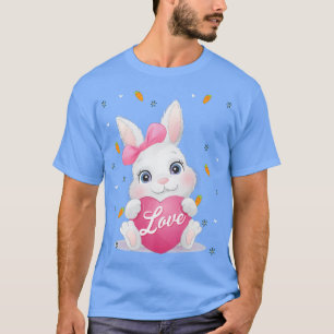 Cute Colourful Bunny Face Tie Dye Red Heart Flower T-Shirt