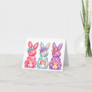 Cute colourful bunny rabbits easter card