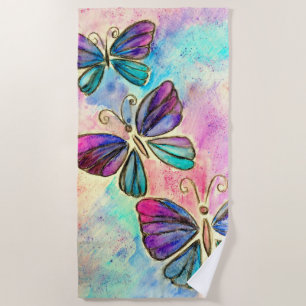 Cute Colourful Butterflies - Beach Towel