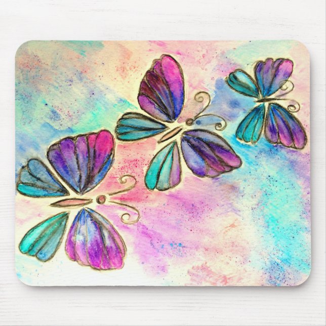 Cute Colourful Butterflies Mouse Mat (Front)