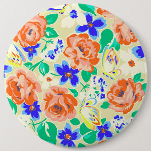 Cute colourful butterflies roses patterns 6 cm round badge