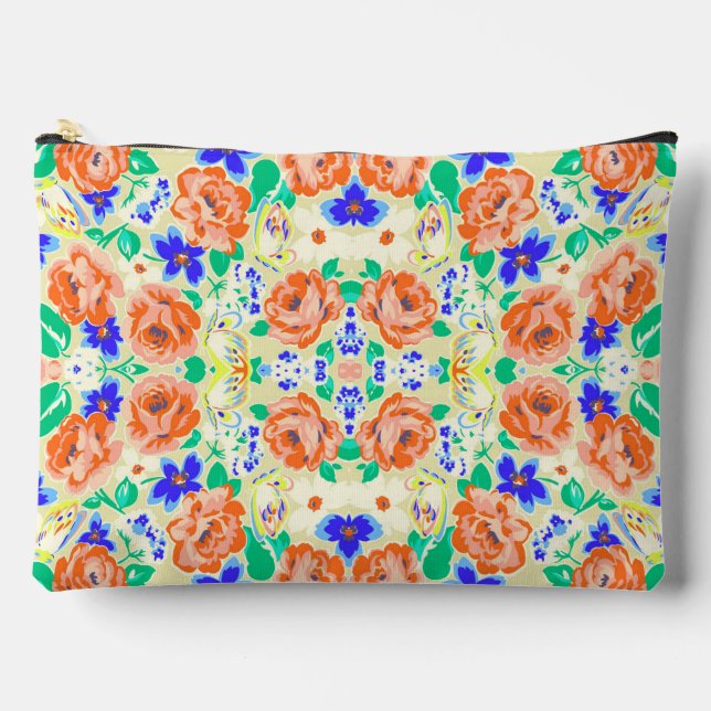 Cute colourful butterflies roses patterns accessory pouch (Front)