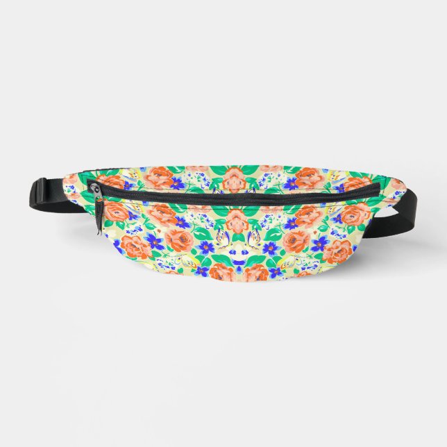 Cute colourful butterflies roses patterns bum bags (Front)