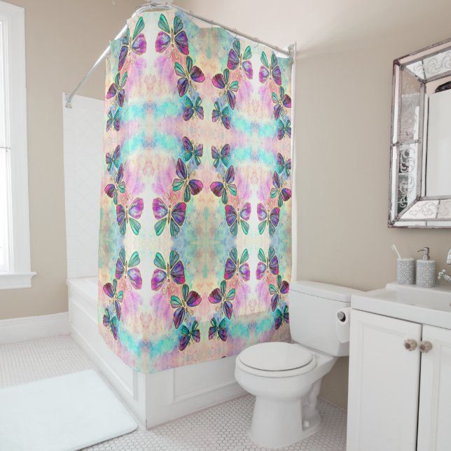 Cute Colourful Butterflies - Shower Curtain (In Situ)