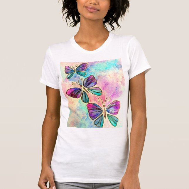 Cute Colourful Butterflies T-Shirt (Front)