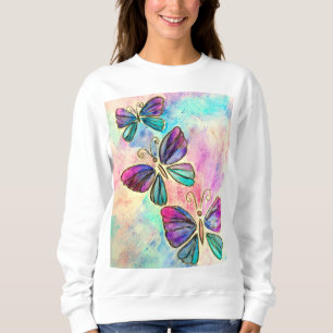 Cute Colourful Butterflies - Watercolor Painting Sweatshirt