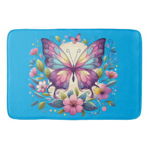 Cute, colourful butterfly bath mat
