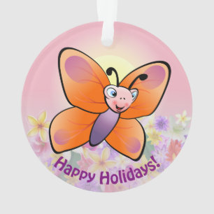 Cute Colourful Butterfly Cartoon Ornament