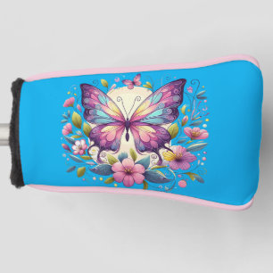 Cute, colourful butterfly golf head cover