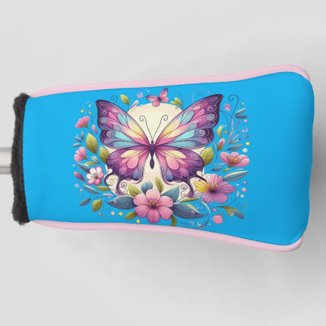 Cute, colourful butterfly  golf head cover (Front)