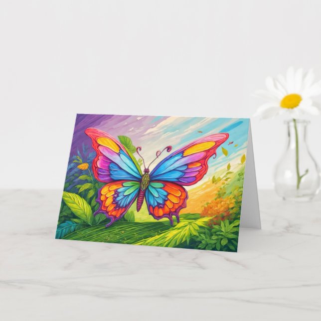 Cute Colourful Butterfly Happy Birthday Card (Small Plant)