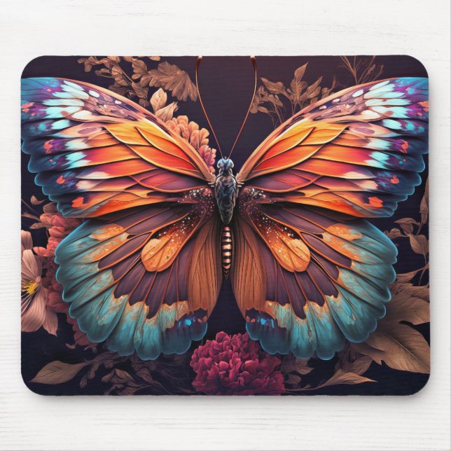 Cute Colourful Butterfly Illustration Mouse Mat (Front)