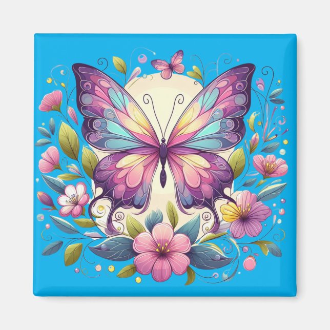 Cute, colourful butterfly  magnet (Front)