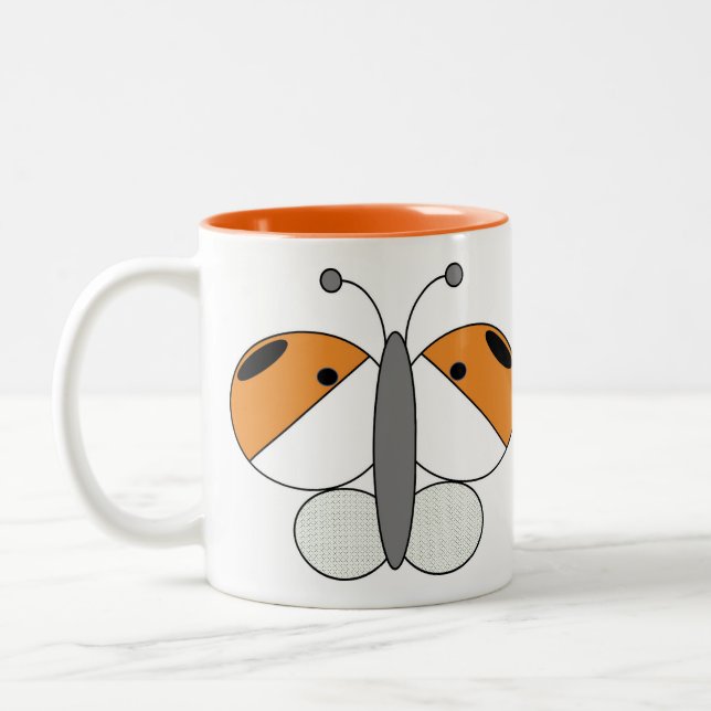Cute Colourful Butterfly Mug - Orange Tip (Left)