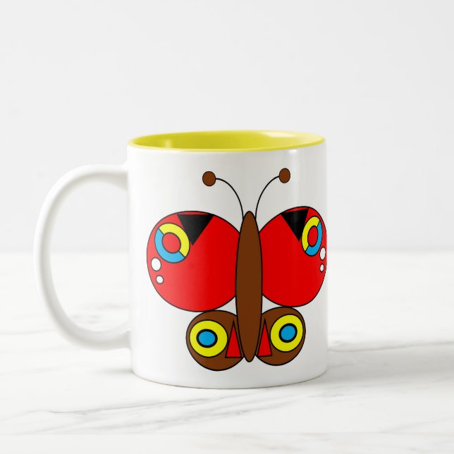 Cute Colourful Butterfly Mug - Peacock (Left)