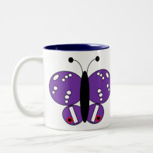 Cute Colourful Butterfly Mug - Purple Emperor