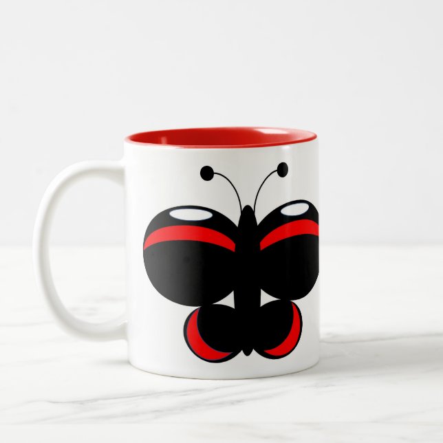 Cute Colourful Butterfly Mug - Red Admiral (Left)