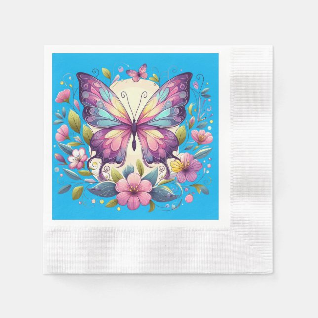 Cute, colourful butterfly  napkin (Front)
