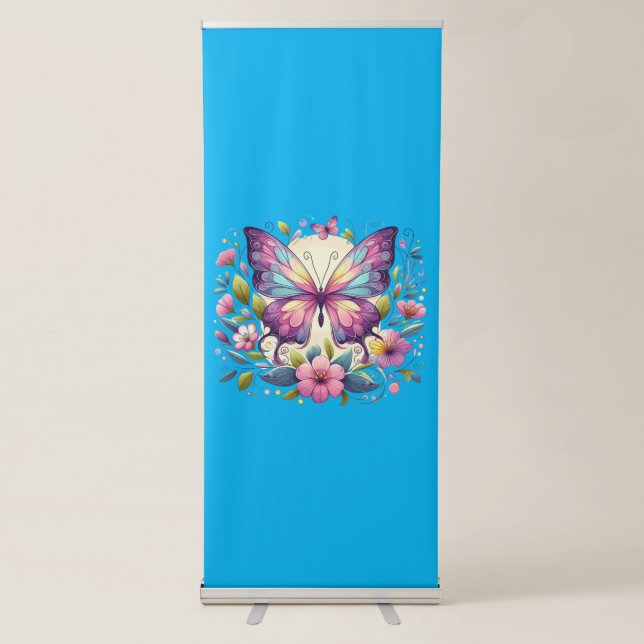 Cute, colourful butterfly  retractable banner (Front)