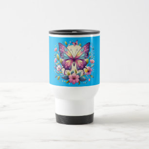Cute, colourful butterfly  travel mug