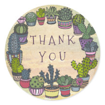 Cute Colourful Cactus Thank You