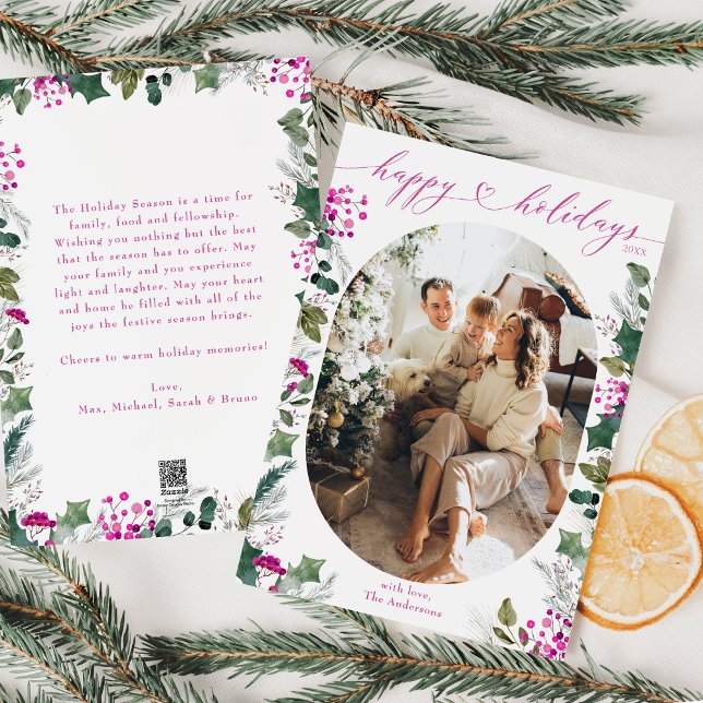 Cute Colourful Calligraphy Photo Holiday Card (Creator Uploaded)