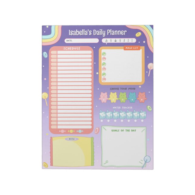 Cute Colourful Candy Daily Planner Notepad (Rotated)