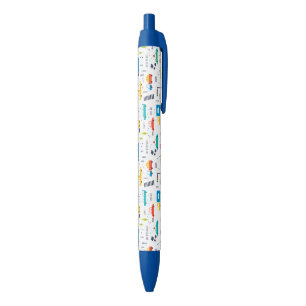 Cute Colourful Car Traffic Pattern Black Ink Pen