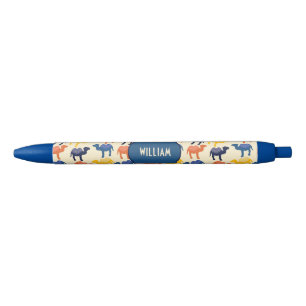 Cute Colourful Cartoon Camels Pattern Personalised Black Ink Pen