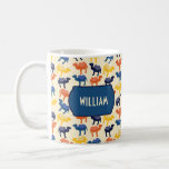 Cute Colourful Cartoon Camels Pattern Personalised Coffee Mug<br><div class="desc">Create a fun personalised item featuring a pattern of colourful cartoon camels cavorting against a desert sand coloured background. This coffee mug featuring a pattern of two-humped bactrian camels in orange,  yellow and blue will be a big hit with camel fans.</div>