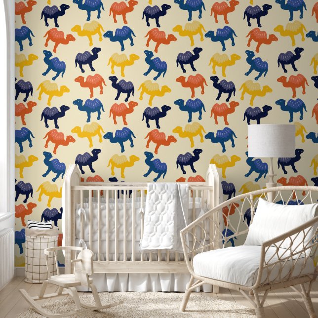 Cute Colourful Cartoon Camels Pattern Wallpaper (Kids)
