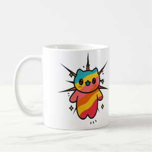 Cute Colourful Cartoon Cat Cosmic Pop Art Mug