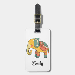 Cute colourful cartoon elephant decoration luggage tag