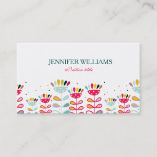 Cute Colourful Cartoon Flowers Business Card