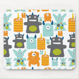 Cute colourful cartoon monsters mousepad