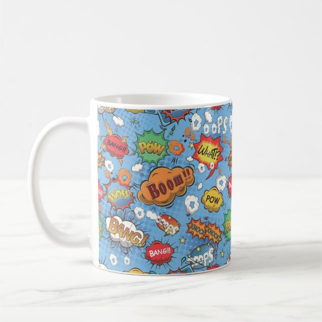 Cute Colourful Cartoon Speech Bubbles Coffee Mug (Left)