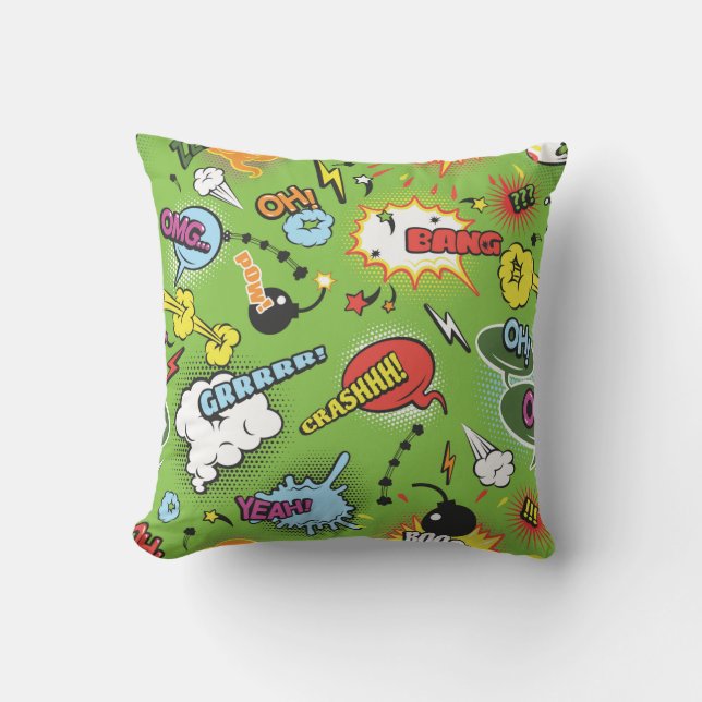 Cute Colourful Cartoon Speech Bubbles Cushion (Front)