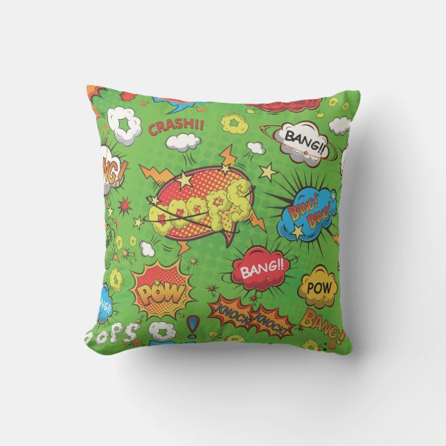 Cute Colourful Cartoon Speech Bubbles Cushion (Front)