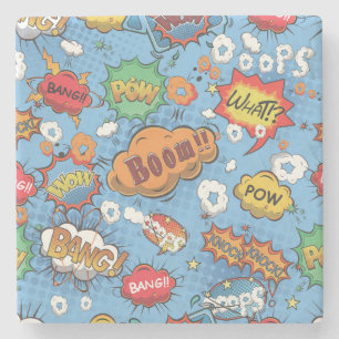 Cute Colourful Cartoon Speech Bubbles Stone Coaster