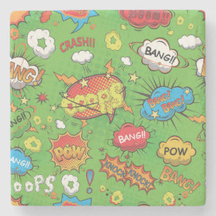 Cute Colourful Cartoon Speech Bubbles Stone Coaster