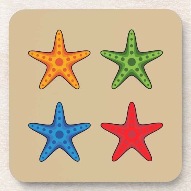Cute Colourful Cartoon Starfish Set Coaster (Front)
