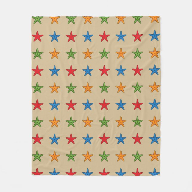 Cute Colourful Cartoon Starfish Set Fleece Blanket (Front)