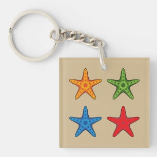 Cute Colourful Cartoon Starfish Set Key Ring