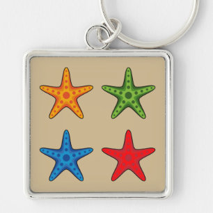 Cute Colourful Cartoon Starfish Set Key Ring